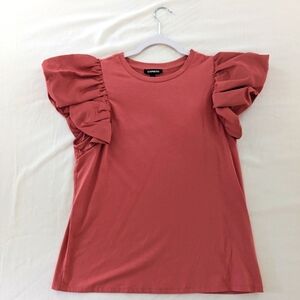 EXPRESS | Oversized Ruffle Sleeve Top in Soft Terracotta